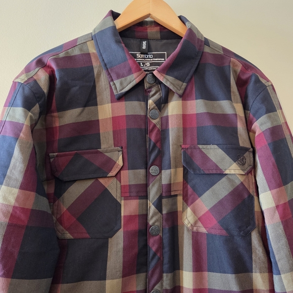 Sombrio Vagabond Men's Plush Insulated Plaid Button Down Flannel Shirt Sz Large - Picture 4 of 16